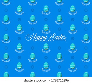 Easter eggs of seamless pattern on blue background