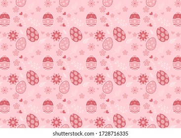 Easter eggs of seamless pattern on pink background