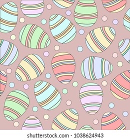 Easter eggs seamless pattern with outlines vector
