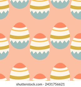 Easter eggs seamless pattern, Easter symbol, decorative vector elements. Easter colored eggs simple pattern.