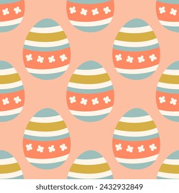 Easter eggs seamless pattern, Easter symbol, decorative vector elements. Easter colored eggs simple pattern.