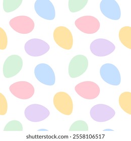 Easter Eggs Seamless pattern in trendy soft pink, yellow, blue and green. Easter background concept