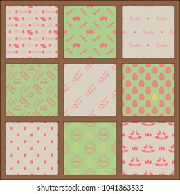 Easter eggs seamless pattern vector background holiday decoration spring celebration traditional greeting symbols flower illustration.