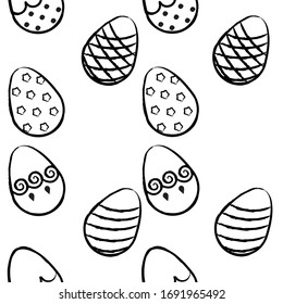 Easter eggs seamless pattern without background
