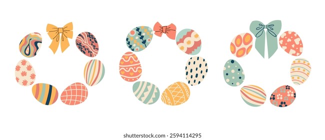 Easter eggs. Seamless vector background with colorful Easter eggs. Happy Easter. Eggs for Easter holidays design concept. Vector Illustration flat style design for invitations, prints, wrapping paper