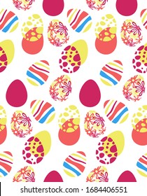 Easter eggs seamless vector pattern. Spring Easter holidays background