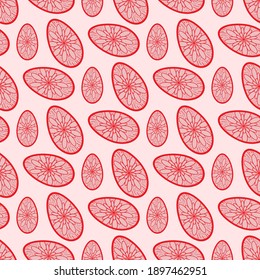 Easter eggs seamless vector pattern, for coloring book, hand drawn line