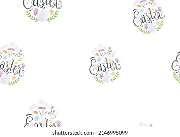 Easter eggs seamless wallpaper and gift wrapping in watercolors and isolated on white background.