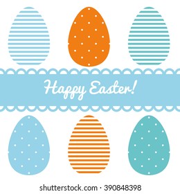 Easter eggs set, collection. Easter greeting card. Happy easter.