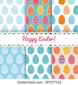 Easter eggs set, collection. Easter greeting card. Happy easter.