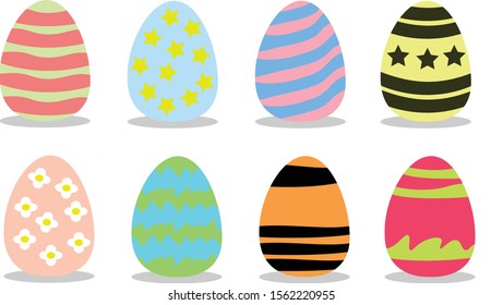 Easter eggs set, collection isolated on white background.