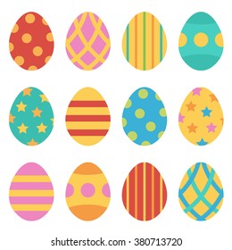 Easter eggs set, collection isolated on white background.