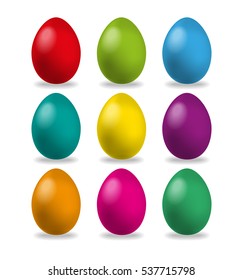 Easter eggs set, collection isolated on white background.