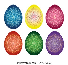 Easter eggs set, collection isolated on white background.