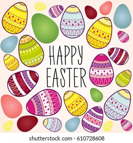 Easter eggs set, collection on white background.