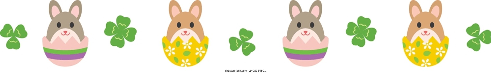 Easter eggs set with cute bunny. Colorful vector illustration.