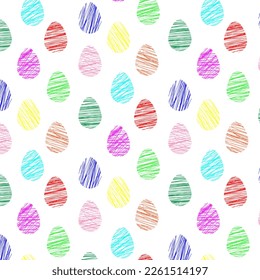 Easter eggs set with different lines seamless background.Holiday decoration for easter holiday.