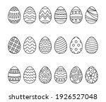 Easter eggs set doodle style. Happy easter hand drawn isolated on white background.