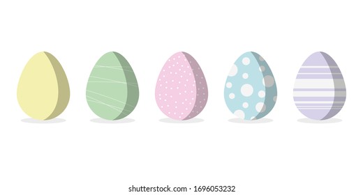 Easter eggs. Set of easter eggs. Flat style. Colored easter eggs