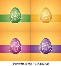 Easter eggs. A set of four cards. Greeting Cards. The symbol of Easter. Vector.