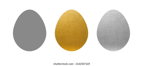 Easter Eggs Set - Golden and Silver Vector Illustration