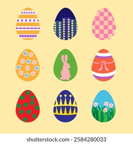 Easter eggs set. Happy easter egg. vector illustration and resizable EPS 10