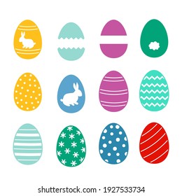 Easter eggs set. Happy easter. Vector clipart.