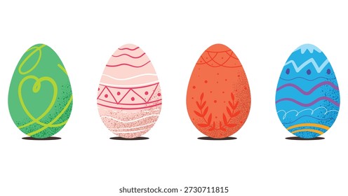 Conjunto de huevos de Pascua, decoración de vacaciones, símbolo religioso