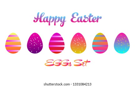 Easter eggs set icon. Easter eggs with different texture. Vector illustration EPS10