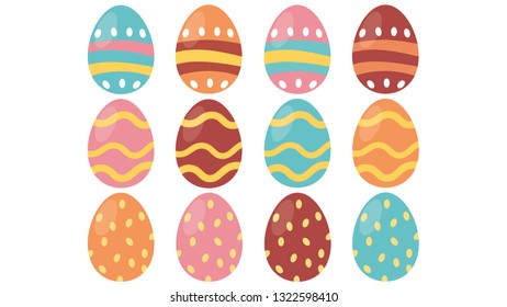 Easter eggs set icons vector illustration