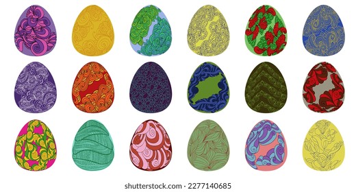 Huevos de Pascua con intrincados patrones ornamentales ilustraciones vectoriales