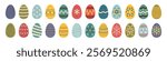 Easter eggs set isolated on white. Colored Easter eggs cliparts. Vector hand drawn collection.