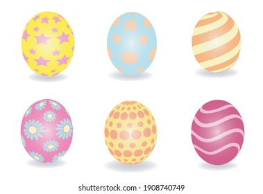 Huevos de Pascua aislados de fondo blanco. Huevo colorido y adornado. Huevos pintados para cacería. Elementos de diseño de vectores.