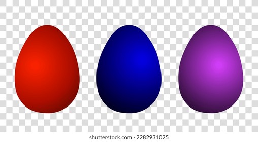 Easter eggs set isolated on white background, colorful gradient. Happy easter. Vector illustration
