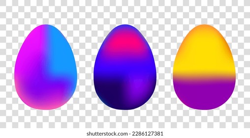 Huevos de Pascua aislados de fondo blanco, degradado de color. Feliz Pascua