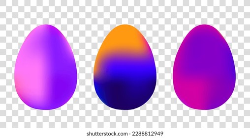 Easter eggs set isolated on white background, colorful gradient. Happy easter