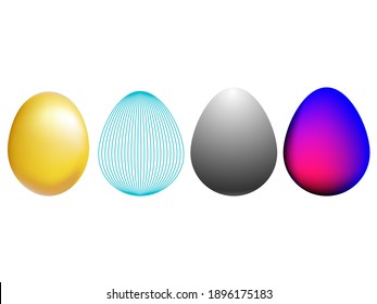 Easter eggs set on white background
