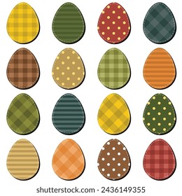 Easter eggs set on white background decor holiday art isolated 