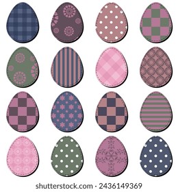 Easter eggs set on white background decor holiday art isolated 