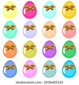 Easter eggs set on white background decor holiday art isolated 