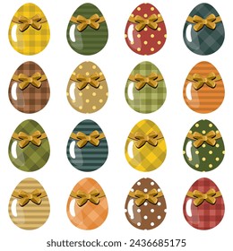 Easter eggs set on white background decor holiday art isolated 