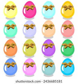 Easter eggs set on white background decor holiday art isolated 