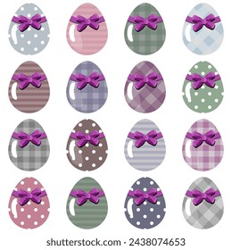 Easter eggs set on white background decor holiday art isolated 