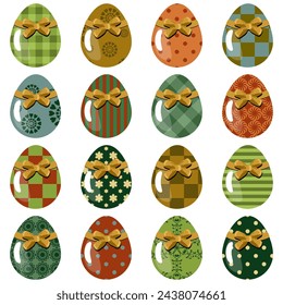 Easter eggs set on white background decor holiday art isolated 