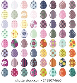 Easter eggs set on white background decor holiday art isolated 