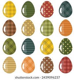 Easter eggs set on white background decor holiday art isolated 