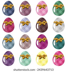 Easter eggs set on white background decor holiday art isolated 