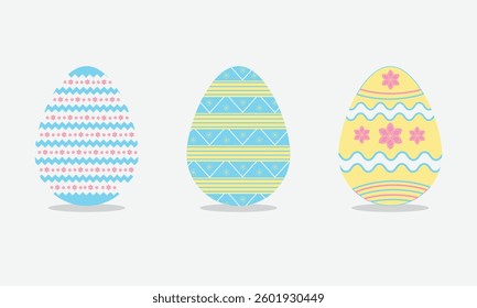 Easter eggs set painted collection and happy Easter decoration Eggs vector