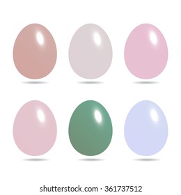Easter eggs set in pastel color isolated on white background vector illustration