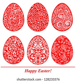 Easter eggs set. Pattern in a shape of an egg. Vector Illustration